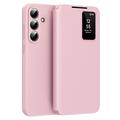 Samsung Galaxy S26 FE Smart Clear View Flip-etui med kortspor - Rosa