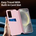 Samsung Galaxy S26 FE Smart Clear View Flip-etui med kortspor - Rosa