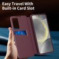 Samsung Galaxy S26 FE Smart Clear View Flip-etui med kortspor - vinrød