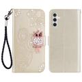 Samsung Galaxy S26 Ugle Rhinestone Lommebok-deksel - gull