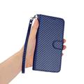 Samsung Galaxy S26 Pro Premium lommebokveske med stropp - karbonfiberstruktur - Karbonblå