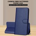 Samsung Galaxy S26 Pro Premium lommebokveske med stropp - karbonfiberstruktur - Karbonblå