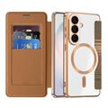 Samsung Galaxy S26 Stilig magnetisk flipp-deksel med RFID-kortspor - brun