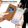 Samsung Galaxy S26 Stilig magnetisk flipp-deksel med RFID-kortspor - brun