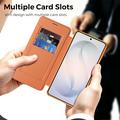 Samsung Galaxy S26 Stilig magnetisk flipp-deksel med RFID-kortspor - oransje