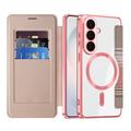 Samsung Galaxy S26 Stilig magnetisk flipp-deksel med RFID-kortspor - rosa