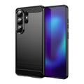 Samsung Galaxy S26 Ultra Børstet TPU-deksel - karbonfiber - svart