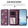 Samsung Galaxy S26 Ultra lommeboketui med hjerter og blomster - mørk lilla