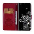 Samsung Galaxy S26 Ultra Ugle Rhinestone Lommebok-deksel - Rød
