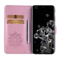Samsung Galaxy S26 Ultra Ugle Rhinestone Lommebok-deksel - Roségull