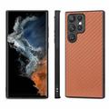Samsung Galaxy S26 Ultra Premium-deksel med karbonfiberstruktur - brun