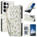 Samsung Galaxy S26 Ultra Rombisk blomsterlommebok-etui - gule blomster