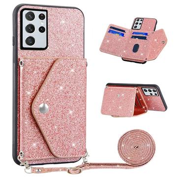 Samsung Galaxy S26 Ultra Stardust Deksel med Kortlomme - Rosa