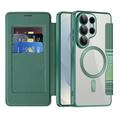 Samsung Galaxy S26 Ultra Stilig magnetisk flipp-deksel med RFID-kortspor - svartgrønn