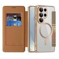 Samsung Galaxy S26 Ultra Stilig magnetisk flipp-deksel med RFID-kortspor - brun