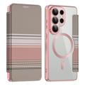 Samsung Galaxy S26 Ultra Stilig magnetisk flipp-deksel med RFID-kortspor - rosa