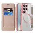 Samsung Galaxy S26 Ultra Stilig magnetisk flipp-deksel med RFID-kortspor - rosa
