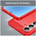 Samsung Galaxy S26+ børstet TPU-deksel - karbonfiber - rød