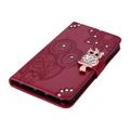 Samsung Galaxy S26+ Ugle Rhinestone Lommebok-deksel - Rød
