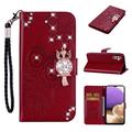 Samsung Galaxy S26+ Ugle Rhinestone Lommebok-deksel - Rød