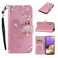 Samsung Galaxy S26+ Ugle Rhinestone Lommebok-deksel - Roségull
