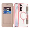 Samsung Galaxy S26+ Stilig magnetisk flipp-deksel med RFID-kortspor - rosa