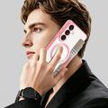 Samsung Galaxy S26+ Stilig magnetisk flipp-deksel med RFID-kortspor - rosa