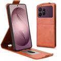 Samsung Galaxy S27 Pro vertikalt flip-etui med stativ - Brun