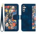 Samsung Galaxy S27+ Blomstrete lommebokveske med kortspor - mørkeblå
