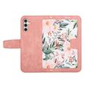 Samsung Galaxy S27+ Blomstret lommebokveske med kortspor - Rosa