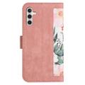 Samsung Galaxy S27+ Blomstret lommebokveske med kortspor - Rosa