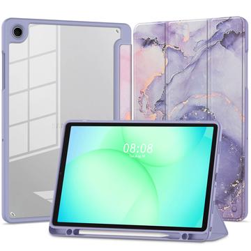 Samsung Galaxy Tab A11+/A9+ Tech-Protect SmartCase Pen Hybrid Tri-Fold Folio-etui - Violet Marble