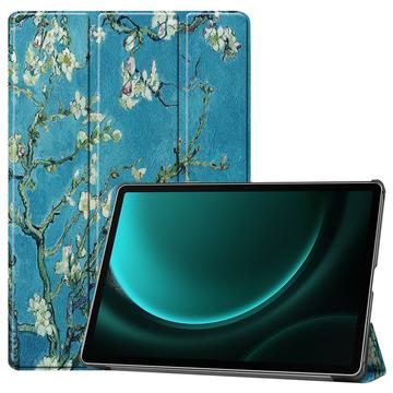 Samsung Galaxy Tab S9 FE+ Tri-Fold Series Smart Folio-etui - Hvit Blomster