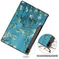 Samsung Galaxy Tab S9 FE+ Tri-Fold Series Smart Folio-etui - Hvit Blomster
