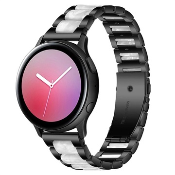 Samsung Galaxy Watch4/Watch4 Classic/Watch5/Watch6/Watch FE/Watch7 Rustfritt Stål Belte - Perle Grå / Svart