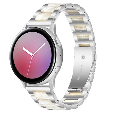 Samsung Galaxy Watch4/Watch4 Classic/Watch5/Watch6 Rustfritt Stål Belte - Perle Hvit / Sølv
