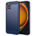 Samsung Galaxy XCover7 Pro Børstet TPU-deksel - karbonfiber - blå