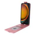 Samsung Galaxy XCover7 Pro vertikalt flip-etui med stativ - Roségull