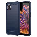 Samsung Galaxy Xcover6 Pro Børstet TPU-deksel - Karbonfiber - Blå