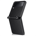 Samsung Galaxy Z Flip3 5G Deksel med Stropp - Carbon Fiber - Svart