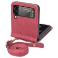 Samsung Galaxy Z Flip4 Hybrid-deksel med Kortholder - Rød