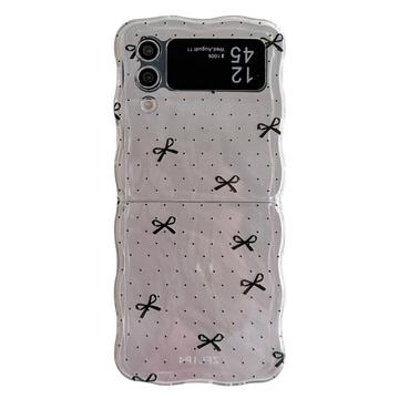 Samsung Galaxy Z Flip4 Stilig TPU-deksel med bølget kant - sorte sløyfer