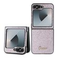 Samsung Galaxy Z Flip6/Z Flip7 FE Guess Glitter Flakes Metal Logo Hybrid-deksel - Rosa
