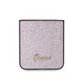 Samsung Galaxy Z Flip6/Z Flip7 FE Guess Glitter Flakes Metal Logo Hybrid-deksel - Rosa