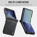 Samsung Galaxy Z Flip7 Caseme 033 Lommebok-etui med kalvestruktur og RFID-blokkering - Svart
