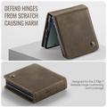 Samsung Galaxy Z Flip7 Caseme 033 Lommebok-etui med kalvestruktur og RFID-blokkering - Kaffe
