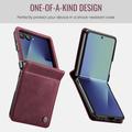 Samsung Galaxy Z Flip7 Caseme 033 Lommebok-etui med kalvestruktur og RFID-blokkering - rød