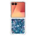 Samsung Galaxy Z Flip7 Glitter Quicksand TPU-deksel - Blå hjerter