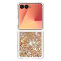 Samsung Galaxy Z Flip7 Glitter Quicksand TPU-deksel - Gullhjerter