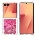 Samsung Galaxy Z Flip7 Glitter Quicksand TPU-deksel - Rosa hjerter